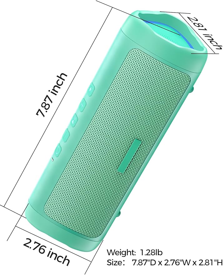 Bluetooth Speaker with HD Sound, Portable Wireless, IPX5 Waterproof, Up to 20H Playtime, TWS Pairing, BT5.3, for Home/Party/Outdoor/Beach, Stocking Stuffers, White Elephant Gifts for Adults (Teal)