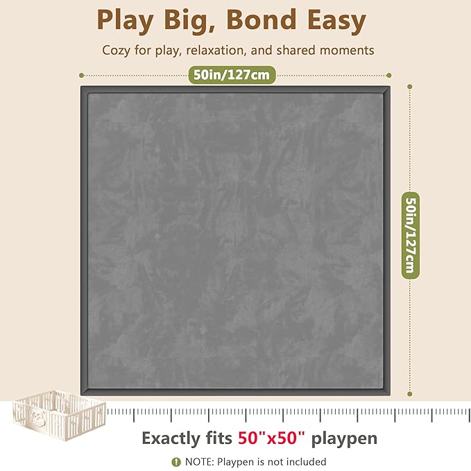 Baby Play Mat for Floor, 1.3'' Thick Memory Foam Tummy Time Mat - Super Soft Coral Velvet Nursery Rug with Non-Slip Backing, Crawling Rug for Toddlers/Infants, Yoga & Tatami Use, 50''x50''