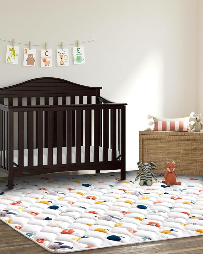 Odorless Premium Foam Baby Play Mat 79" x 59", Soft Microfiber Fabric Crawling Mat for Floor- Comfortable and Hypoallergenic, Non-Slip Cushioned Floor Playpen mat for Infants,Babies,Toddlers