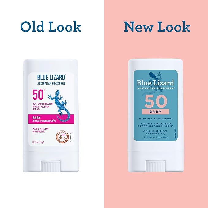 Blue Lizard BABY Mineral Sunscreen Stick with Zinc Oxide, SPF 50+, Water Resistant, UVA/UVB Protection - Easy to apply, Fragrance Free, .5 oz