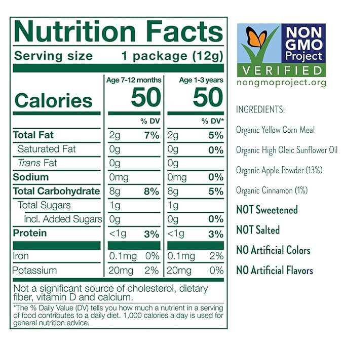 Little Bellies Organic Apple & Cinnamon Puffs Baby Snack (Pack of 18 x 0.42 oz Individual Packs)
