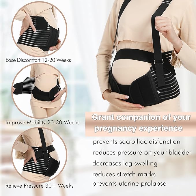 Belly Bands For Pregnant Women - Maternity Belt Pregnancy Support - Breathable Abdominal Binder, Back Support, Multiple Sizes And Colors For All Stages Of Pregnancy & Postpartum