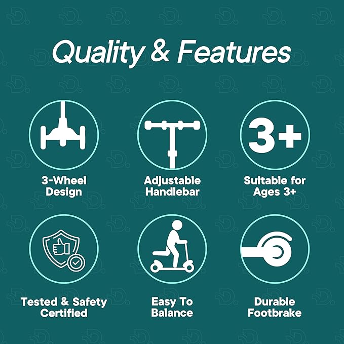 Aqua 3 Wheel Scooter with Seat for Kids – Light-Up LED Wheels, Adjustable Handlebar and Seat, Smooth PU Wheels, Wide Anti-Slip Deck, Rear Foot Brake – Toddler Outdoor Toys for Ages 2+