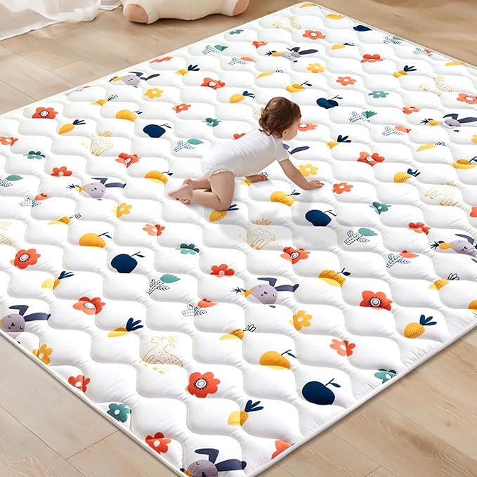 Odorless Premium Foam Baby Play Mat 4ft x 6ft, Soft Microfiber Fabric Crawling Mat for Floor- Comfortable and Hypoallergenic, Non-Slip Cushioned Floor Playpen mat for Infants,Babies,Toddlers