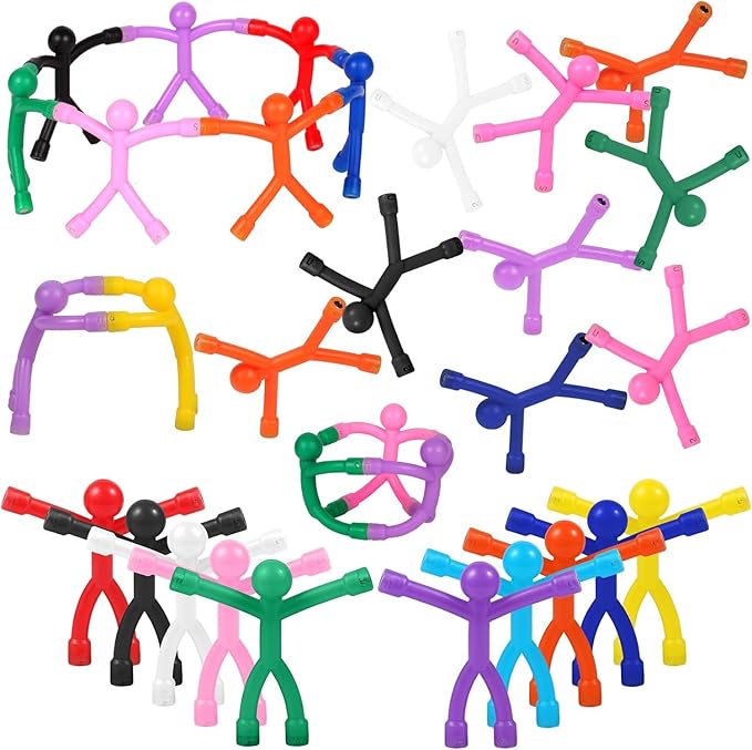 60 Pcs Multicolor Silicone & PVC Magnetic Toys-Men, Playful Kids Travel Toys & Office Decorative Magnets