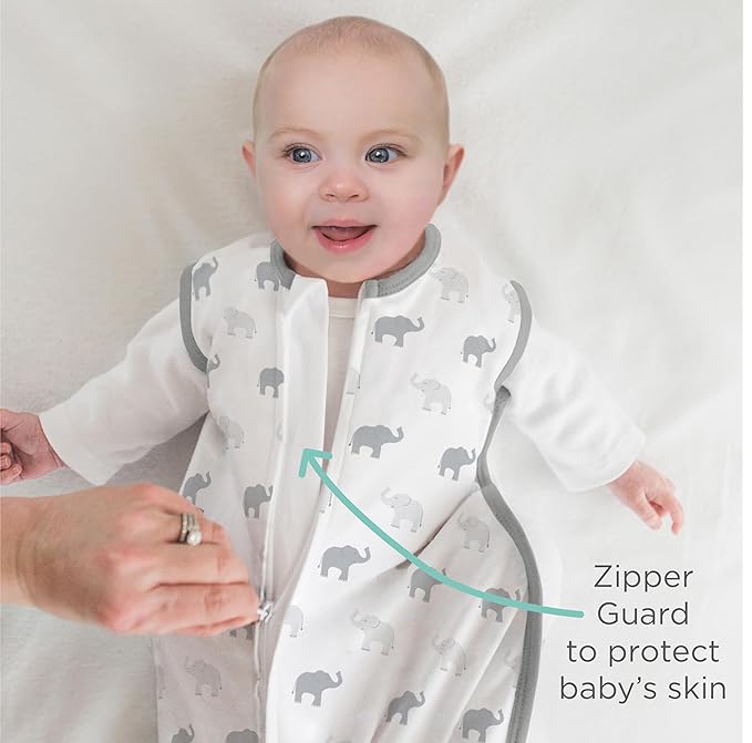 Amazing Baby Cotton Muslin Sleeping Sack, for Baby Boy or Girl, Wearable Blanket with 2-Way Zipper, Watercolor Stripes, Denim, Medium (6-12 Month)