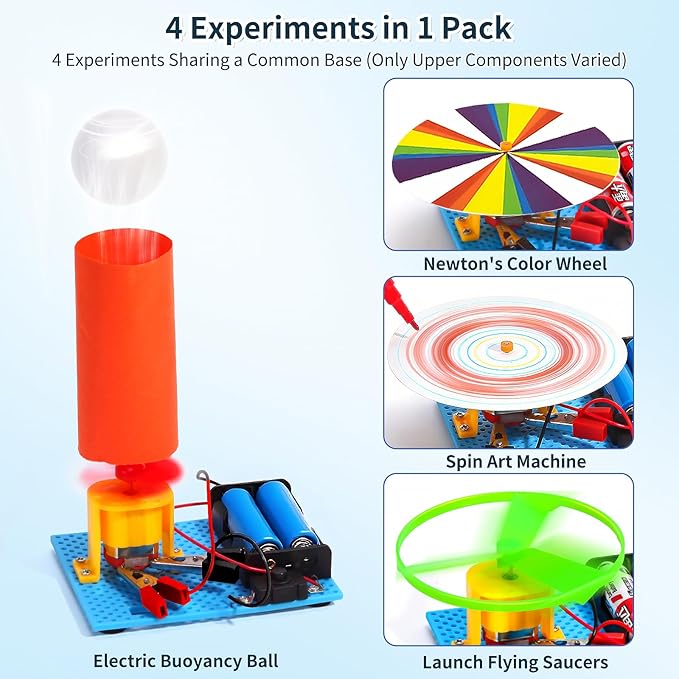4 Set STEM Science Kits for Kids Age 8-12, 7-in-1 Science Experiments Crafts Projects Electric Motor Building Kit 8-10 9-12, STEM Toys for 6 7 8 9 10 11 13 Year Old Boys Girls Classroom Activity Gift