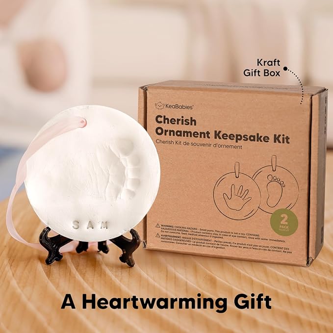Baby Hand and Footprint Kit Girls, Boys - Personalized Baby Footprint Ornament Kit, Newborn Keepsake Gifts for New Mom, Easy to Use Handprint Makers, Cute Shower Gifts (Glaze Finish)