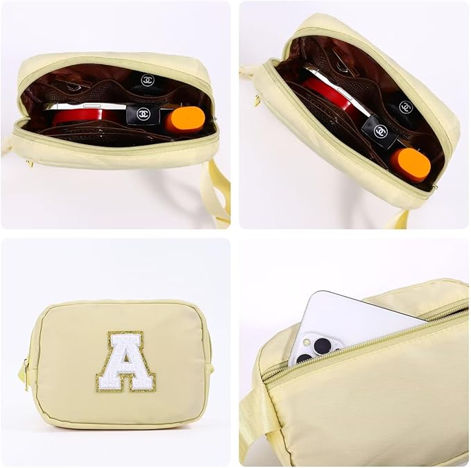YOOLIFE Gifts for Girls - Crossbody Bag for Kids, Personalized Communion & Birthday Gifts, Khaki Initial Belt Bag
