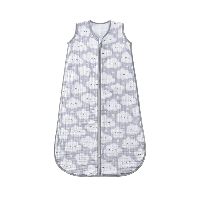 Baby Sleep Sack 2-4 T Baby Wearable Blanket 100% Organic Cotton 0.5 TOG Toddler Sleep Sacks 2- Way Zipper Soft 4 Layers 2T 3T 4T Cloud