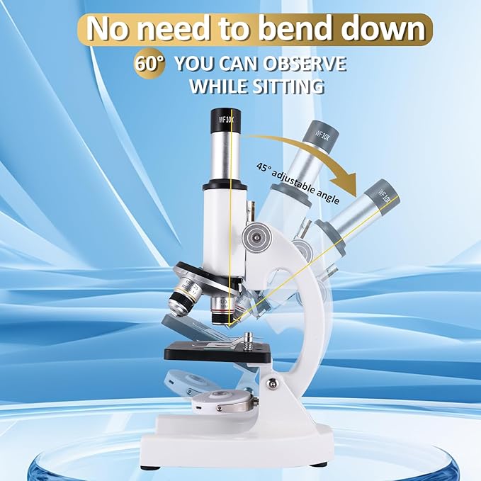 Microscope for Kids，40X-2000X Compound Microscope Mobile Phone Adapter with Microscope Slide Microscope kit for Home School Laboratories for Children Students