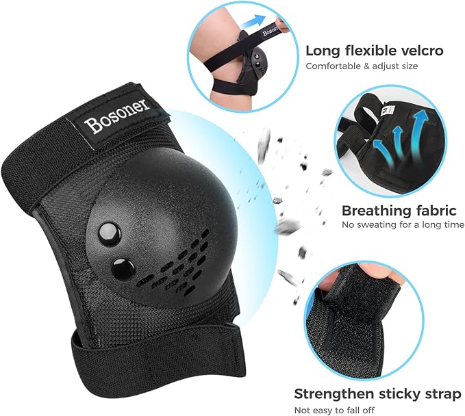 BOSONER Kids/Youth Knee Pad Elbow Pads for Roller Skates Cycling BMX Bike Skateboard Inline Rollerblading, Skating Skatings Scooter Riding Sports