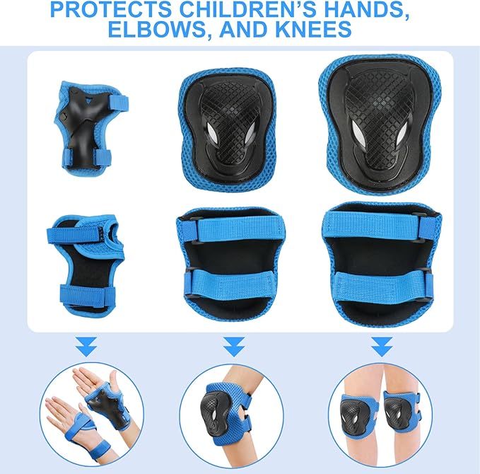 KAMUGO Kids Bike Helmet Set, Toddler Helmet for Ages 2-8 Boys Girls with Sports Protective Gear Set Knee Elbow Wrist Pads for Skateboard Cycling Scooter Rollerblading