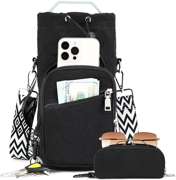 Water Bottle Carrier Bag with Strap, Water Bottle Holder Crossbody Bags for Women Men for Walking, Hiking,Cycling
