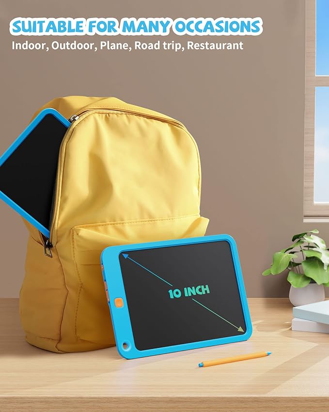 LCD Writing Tablet 10 Inch, Toys for 3 4 5 6 7 8 9 10 Year Old Boys Girls, Colorful Doodle Board Drawing Tablet, Gift for Boys Toddlers Age 3-12 Years, Memo Board, Drawing Pads with Lanyard(Blue)