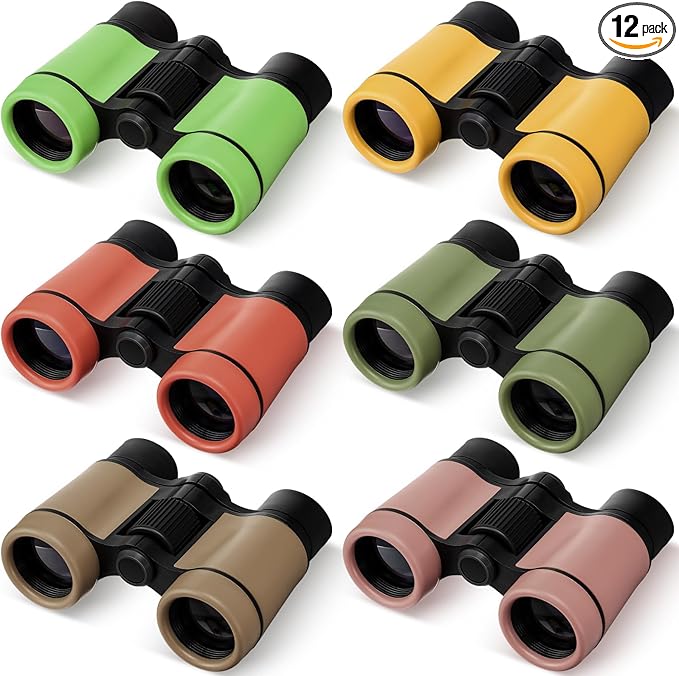 12 Pack Kid Binoculars Shockproof Mini Compact Binoculars Toys for Girls Boys Small Folding Telescope for Bird Watching Educational Learning Camping Birthday Gifts