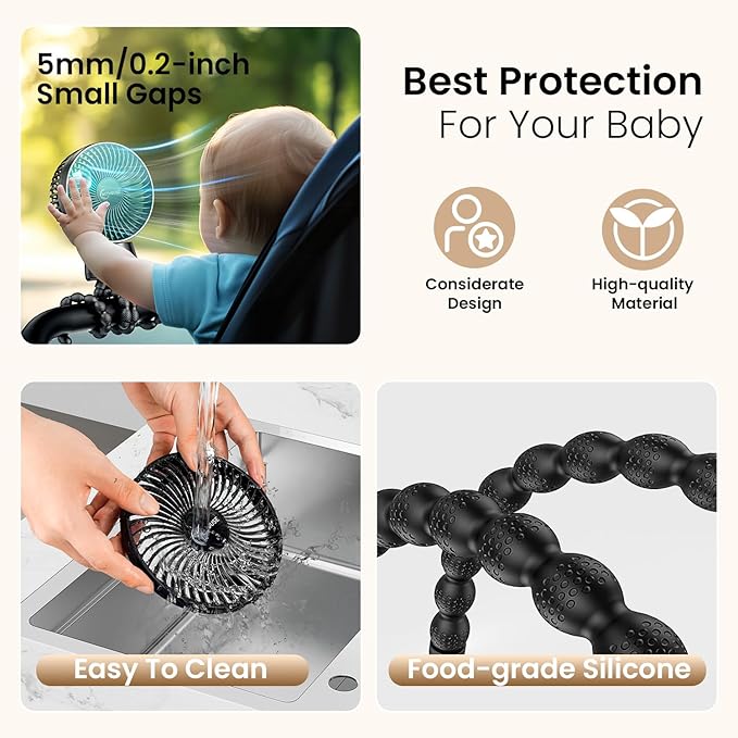 20000mAh Portable Stroller Fan with Auto Oscillating, Extended Anti-Slip Detachable Flexible Tripod, Power Bank & LED Light, 3-Speed Quiet Long Time Cooling Clip On Fans for Baby Crib Car Seat Travel