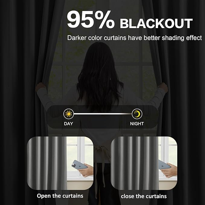 KEQIAOSUOCAI Grey Pinch Pleat Curtains & Drapes 156 Inches Long 2 Panels Set, Privacy Darkening Sound Dampening Window Treatment for Bedroom Vertical Draft Blackout Blinds for Living Room 40 by 156