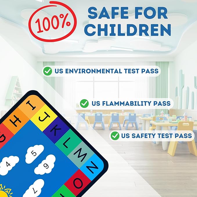 Genki - Classroom Rug for Kids - Education Classroom Carpet for Children - Colorful Seating Area - Large Elementary Classroom Rugs - Kids Seating for School Playroom | 6'6"x12'