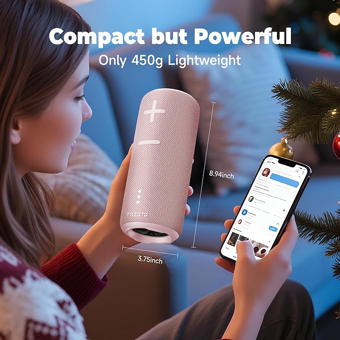 Bluetooth Speaker,30W Portable Wireless Speaker with TWS,IPX7 Waterproof, 8H Playtime, LED Lights,for Pool/Beach/Shower, Blue Gifts, Electronic Gifts