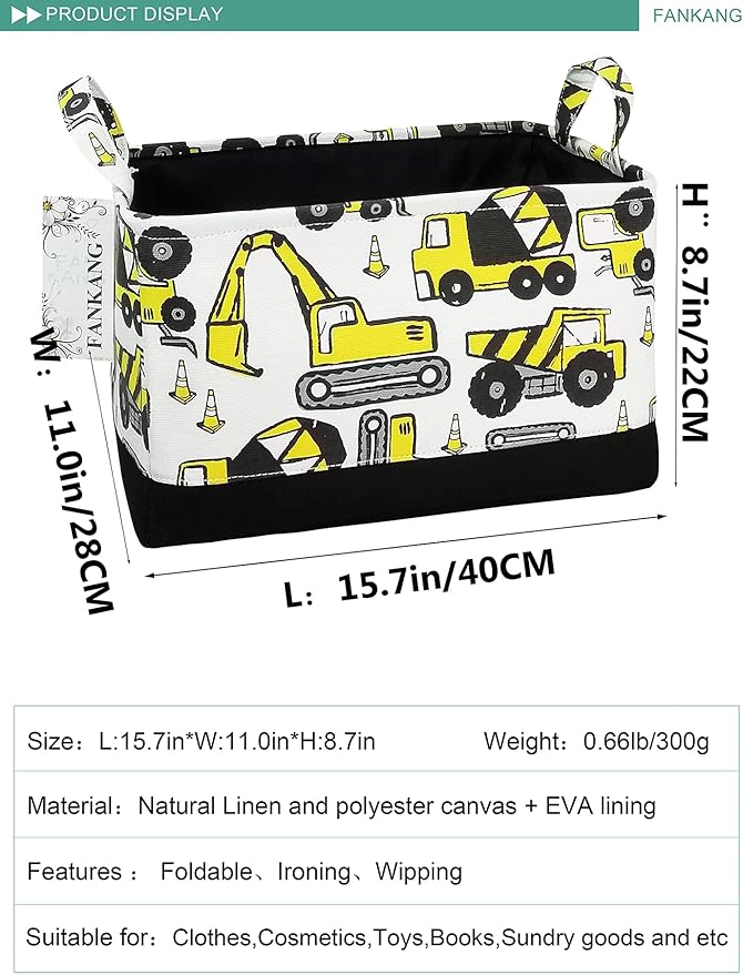 FANKANG Rectangular Laundry Basket Nursery Storage Fabric Storage Bin Storage Hamper,Gift Baskets (Engineering)