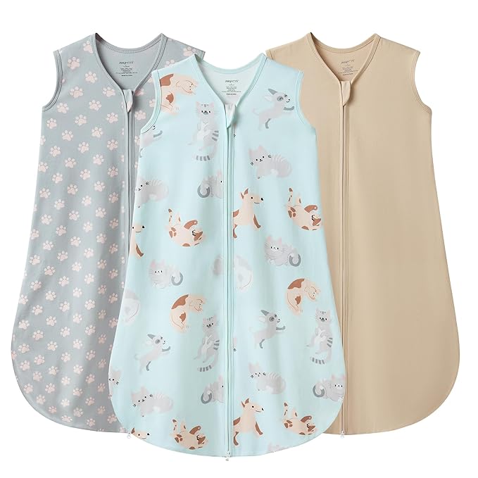 JELLYMONI Baby Sleep Sack 12-18 Months Wearable Blanket for Baby, 100% Cotton 2 Pack Infant Toddler Sleeping Sack Lightweight Soft 2-Way Zipper Sleepsack