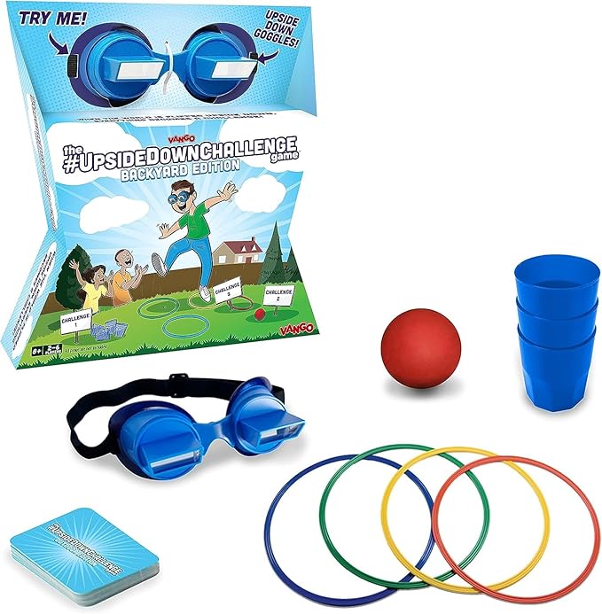 Vango The UpsideDownChallenge Game Backyard Edition for Kids & Family - Complete Fun Outdoor Challenges with Upside Down Goggles - for Game Night and Lawn Parties - Ages 8+