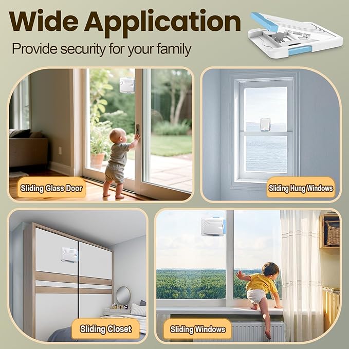 Sliding Door Lock 6 Pack, Child Safety Lock For Sliding Glass Doors, Easy To Install, Keeps Your Baby Out Of Danger, For Sliding Glass Doors, Sliding Windows, Sliding Closets, Etc (Blue)