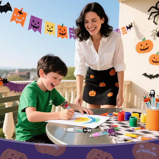 30Pcs Mini Multicolor Pens in One 4-in-1 Cute Pens Bulk for Kids, Ballpoint Pen for Birthdays and Children's Parties, Fun Gifts Assorted Ink Kawaii Pen(Halloween)