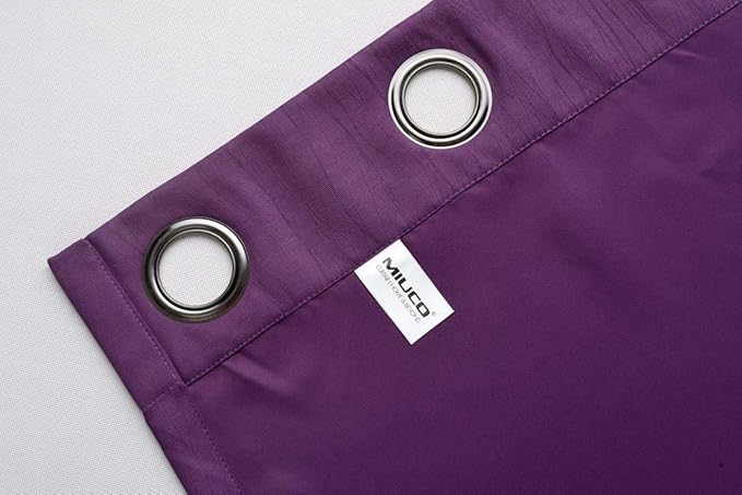 MIUCO Woven Textured Thermal Insulated Grommet Blackout Curtains for Living Room 2 Panels Drapery 52x84 Inch Purple