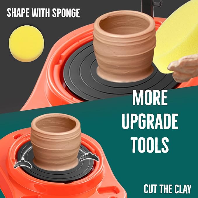 Insnug Pottery Wheel for Kids - Complete Pottery Kit for Beginners, Upgraded Sculpting Clay Tools, Air Dry Clay & Arts Supplies, Mini Pottery Wheel Crafts Kits for Kids Girls Boys Ages 8-12