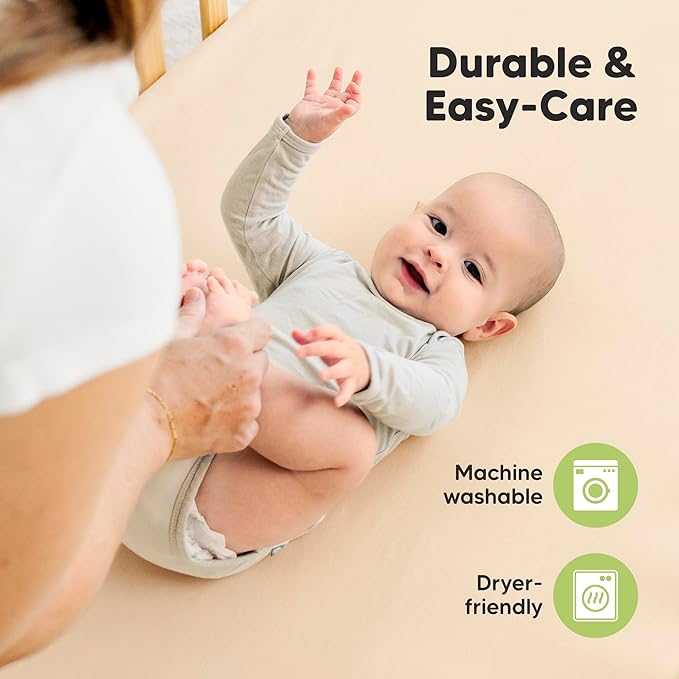 KeaBabies 2-Pack Organic Crib Sheets for Boys, Girls - 52x28 Fitted Crib Mattress Sheet Neutral, Breathable Jersey Cotton Cover for Baby Bed, Toddler Mattress, Soft & Cute Prints (Pecan)