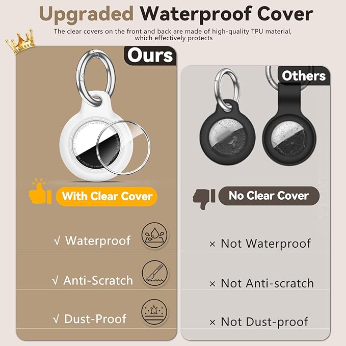 Upgrade Waterproof 2 Pack Airtags Holder with Apple Airtags Keychain, Hard PC Air Tag Case, Anti-Scratch & Shock Air tag Holder, Men's Women's Keyrings & Keychains-White+Purple