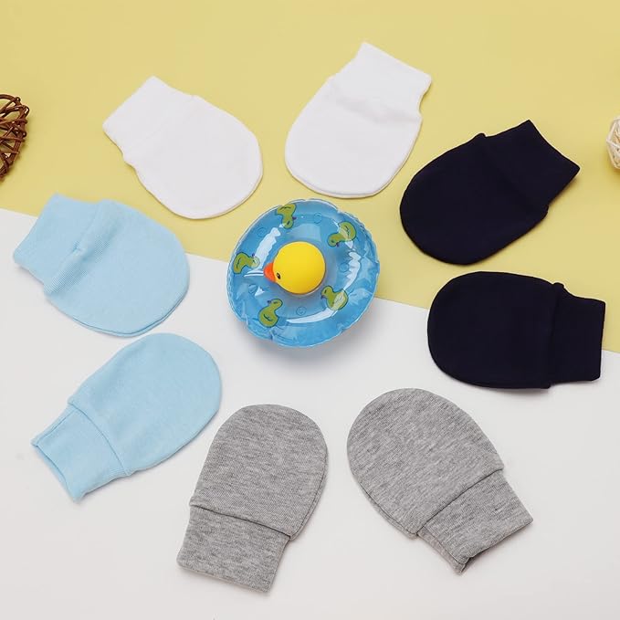 BQUBO Newborn Infant Toddler Mittens No Scratch Cotton Elastic Wrist Gloves Hypoallergenic for 0-6 Months Baby Boys Girls