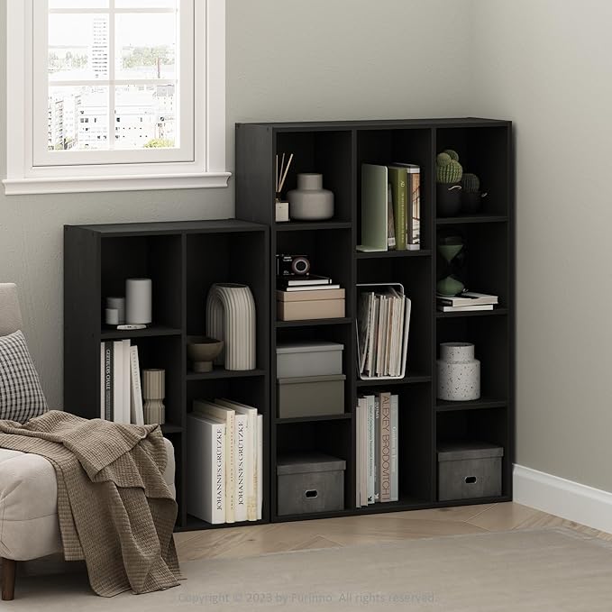 Furinno Luder 11-Cube Open Shelf Bookcase, Bookshelf, Blackwood