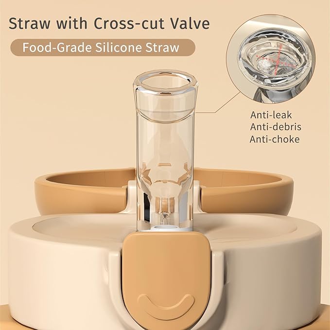 Evorie Tritan Spill Proof Toddler Straw Sippy Cup, 10 oz for Baby and Toddlers 1-3 Years Old, No Spill Straw Water Bottle with Removable Handles, Ideal for School, BPA-Free, Capybara (NEW)