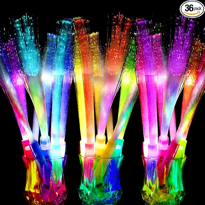 OceanWings Glow Fiber Optic Wands,Halloween Glow Sticks Bulk Party Pack,Glow in the dark Party Supplies Favor Flashing Light Up Sticks for Birthday Holiday Party Wedding Halloween Christmas(36)