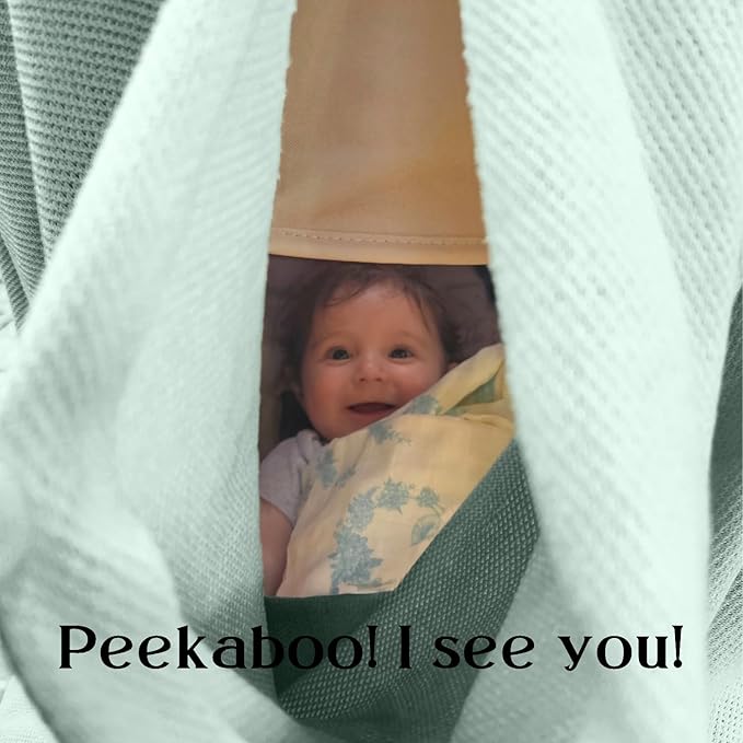 Peekaboo Nursing Cover Up for Breastfeeding - Breathable Knit - Soft Organic Cotton & Cashmere Breast Feeding Poncho for Women - Privacy Feature - Includes Mesh Laundry Bag (Sage)