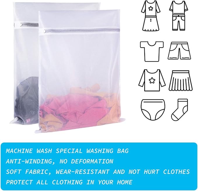 Mesh Laundry Bags,Laundry Bags Mesh Wash Bag for Washing Machine-Supper Zipper Net Laundry Bag,Lingerie,Sweater,Garment,Undergarment Large Size(16 x20 inch),Pack of 4