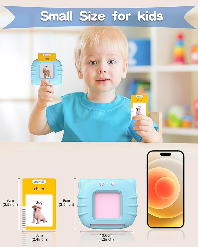 510 Words French Flash Cards for Kids, Toddler Learning Resources Toy, Autism Sensory Toys for Autistic Children Age d 2-4 Blue (French/English/Bilingual)