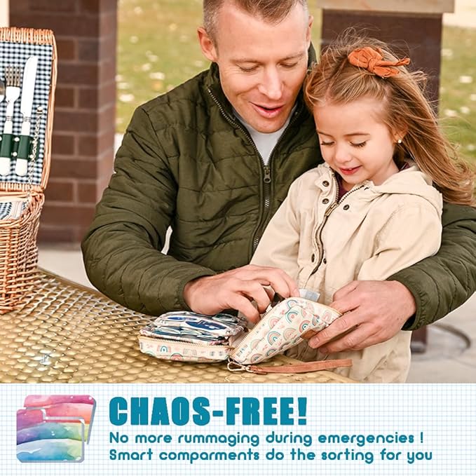 EVERLIT Care Rescue Pack | Family-Friendly First Aid Kit for Kids with 200 Pcs Medical Supplies | Travel-Friendly Compact Storage Bag for Home, Car, Travel, Camping, Adventure (Rainbow)