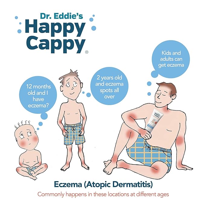 Happy Cappy Baby Shampoo and Body Wash - Eczema Body Wash for Kids, Toddler, Adults, Helps with Dryness, Reduces Itching and Redness, Dermatologist Tested, Fragrance Free - 8 Fl Oz (Pack of 4)