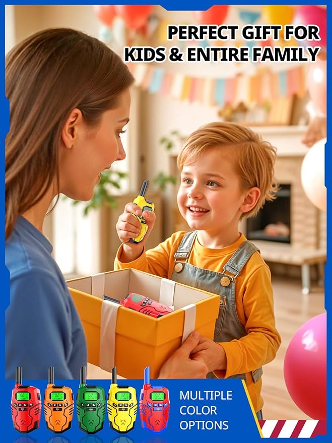 Walkie Talkies Toys for Kids Rechargeable, Long Range 2 Way Radio, Outdoor Camping Games Party Toys for 3 4 5 8-12 Year Old Boys Birthday Xmas Gift for Kids, 3 Pack