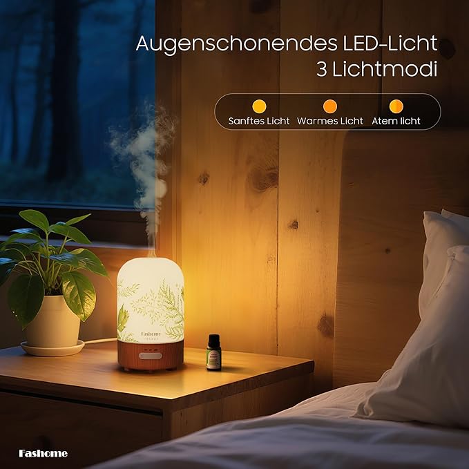 Aromatherapy Essential Oil Diffuser with Jasmine Oil, 6 in 1 Ultrasonic 100ML Aromatherapy Scent Humidifier Vaporizer with Dense fine Mist, Timer, Auto-Off (Summer-Jasmine)