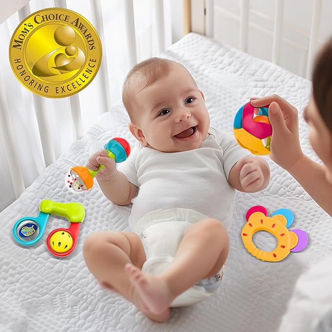 iPlay, iLearn 10pcs Baby Rattles Toys Set, Infant Grab Shake Rattle, Easy Hold Sensory Teether, Babies Development Learning Music Toy, Newborn Shower Birthday Gift 1 2 3 4 5 6 7 9 10 12 Month Boy Girl