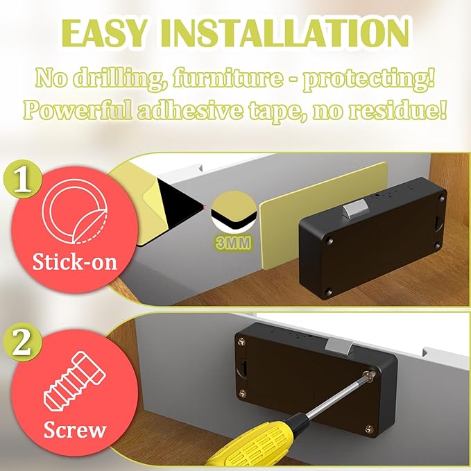 Eseesmart Smart Cabinet Lock, Hidden RFID Keyless Electronic Bluetooth Drawer Locks, Baby Proofing Child Safety Cabinet Locks for Liquor Cabinet Locker Drawer Cupboard Desk Dresser Adults