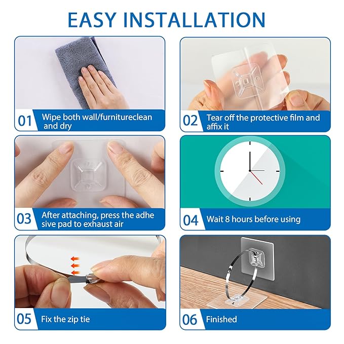Adhesive Furniture Wall Anchors (10 Pairs 20 Packs), Vinkqiado Anti Tip Furniture Safety Straps for Baby Proofing, Secure Bookcase Dresser Shelf Cabinet to Wall for Child