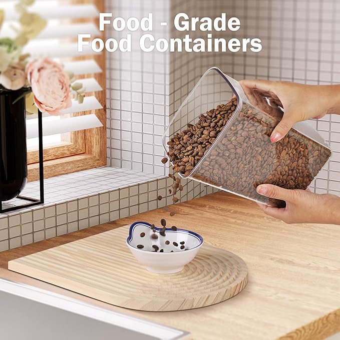 Pop Airtight Food Storage Containers Set with Lids, 6 Pcs Stackable One Button Opening Food Containers Kitchen Pantry Organization and Storage, BPA Free Stackable Cereal Container (0.5, 1.2, 1.8qt)*2