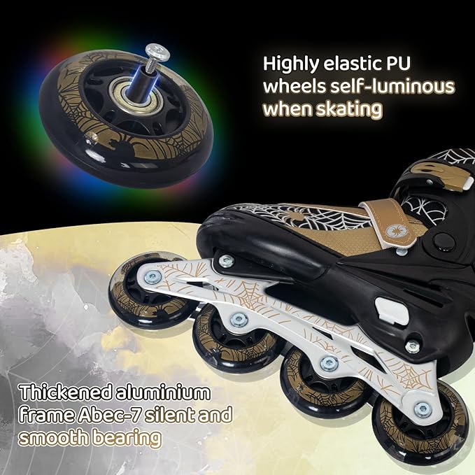 Nattork Kids Adjustable Inline Skates with PU Flash Wheels, Fun Roller Skates for Ages 4-12, Indoor/Outdoor Birthday Gift for Son and Grandson