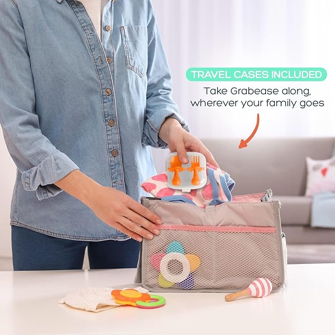 Grabease Baby Spoons and Forks Utensils for Toddlers Infants BPA-Free & Phthalate-Free Baby Silverware, 2 Sets, Mint and Orange - Toddler Spoon